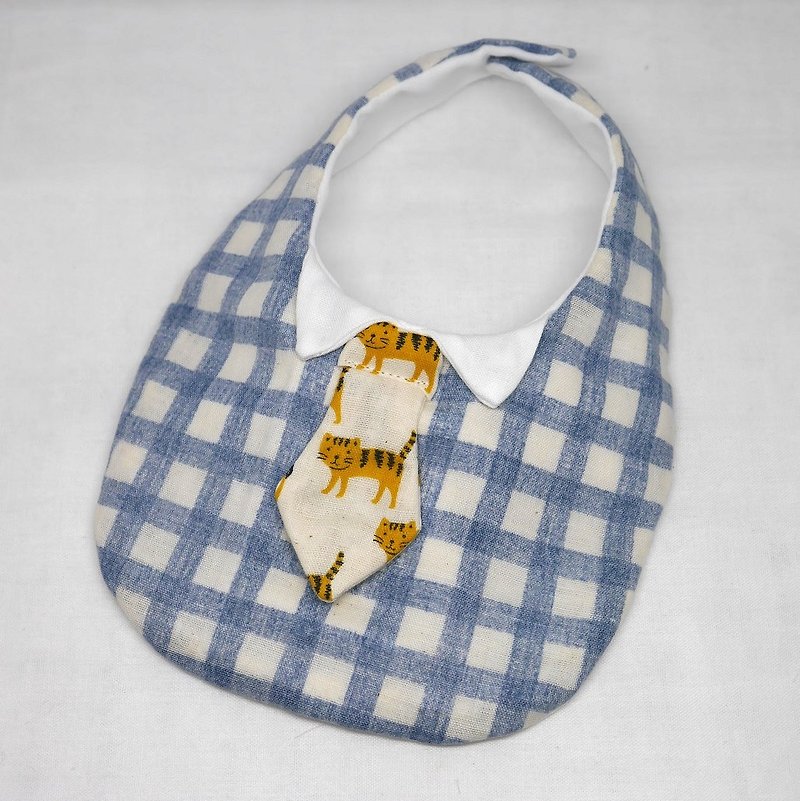 Japanese Handmade 6-layer-gauze Baby Bib / with tie - スタイ - コットン・麻 ブルー