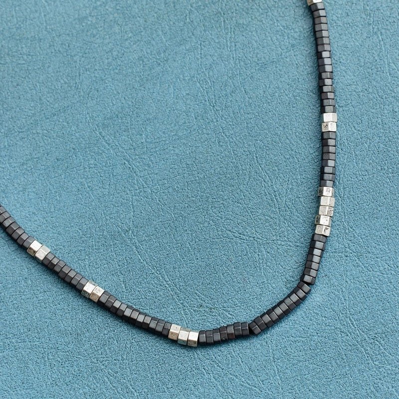 Pura Vida American handmade MEN'S FACETED PYRITE silver men's yellow iron necklace - Necklaces - Other Materials Silver