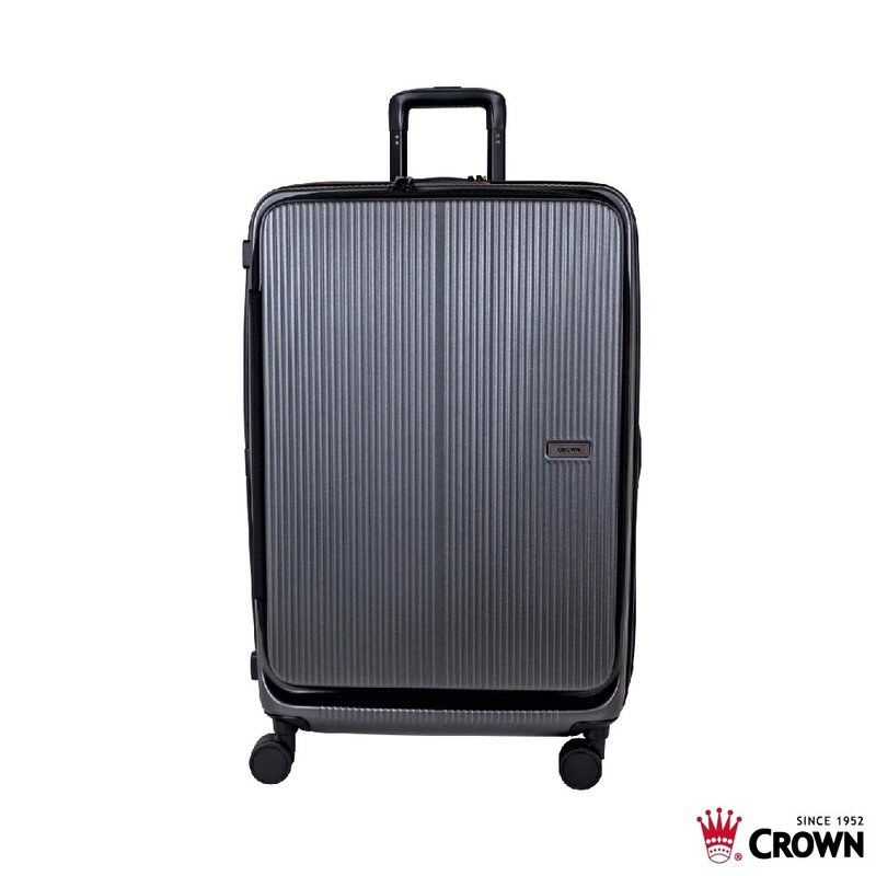 【CROWN】29吋 DOPPIO 前開框架拉桿箱 託運箱  霧面鐵灰 - 行李箱/旅行袋 - 塑膠 灰色