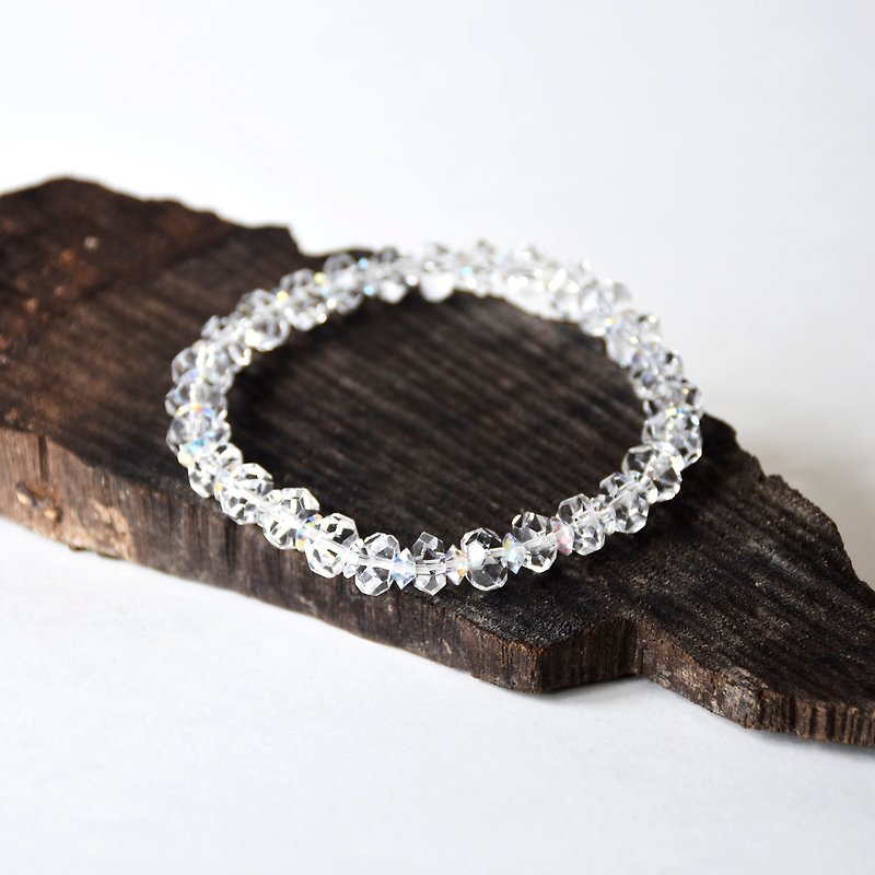 Handmade Swarovski White Crystal Bangles, Bracelet - Bracelets - Gemstone Transparent