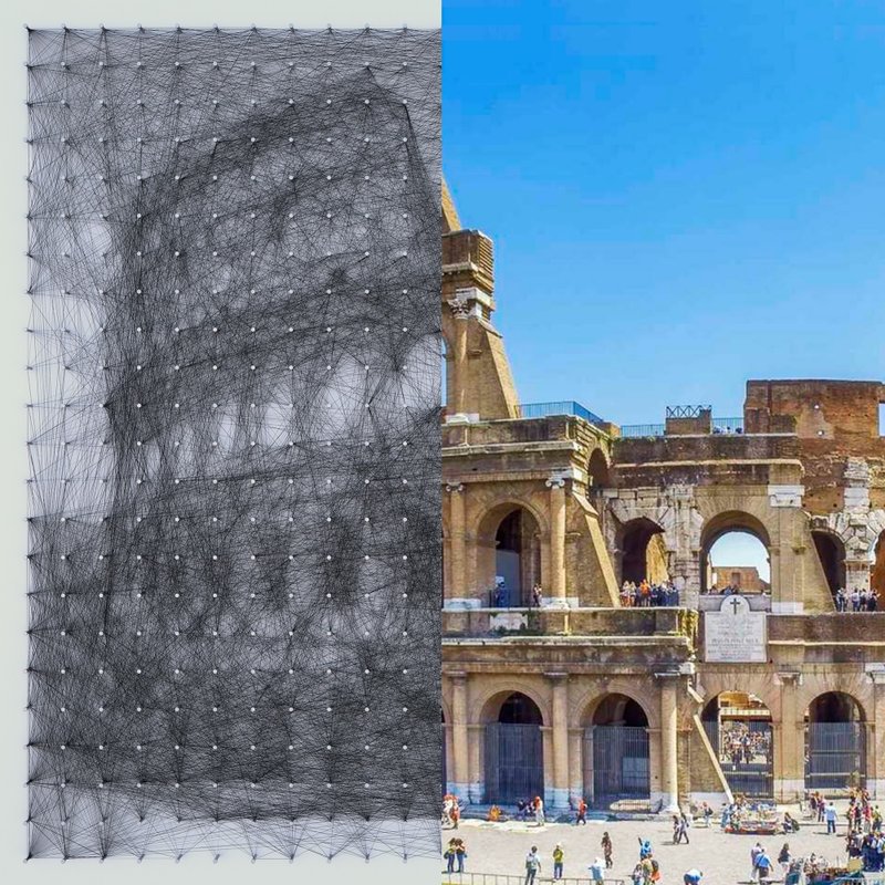 String Art Thread Wall Board Colosseum Rome Italy for Home Office Decor - 壁貼/牆壁裝飾 - 繡線 黑色