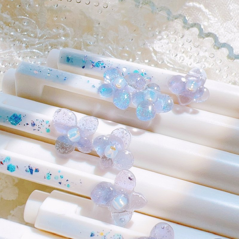 筆桿 無印良品 繡球花 手作 珠光 禮物 文具 學生 開學 - 鋼珠筆 - 塑膠 白色