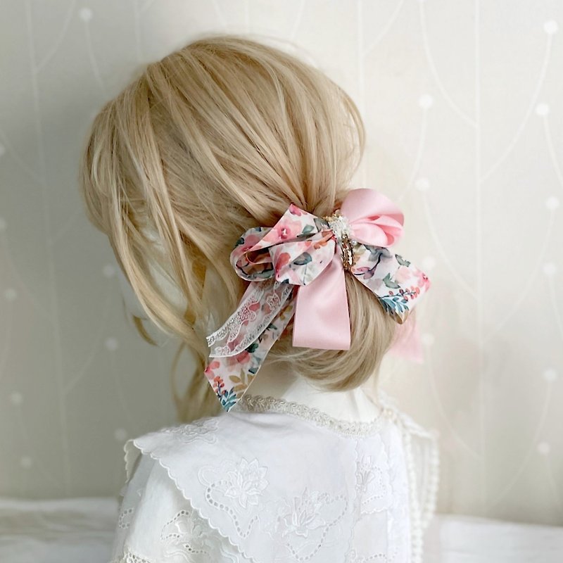 Three-dimensional bow cat banana clip scrunchie ponytail clip hair clip intersecting clip side clip hair clip - Hair Accessories - Other Materials Pink