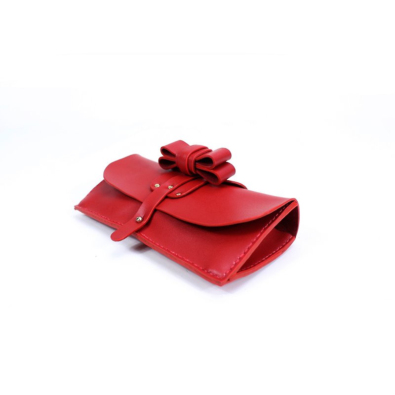Zemoneni tokyo red collection leather lady purse with metal strap