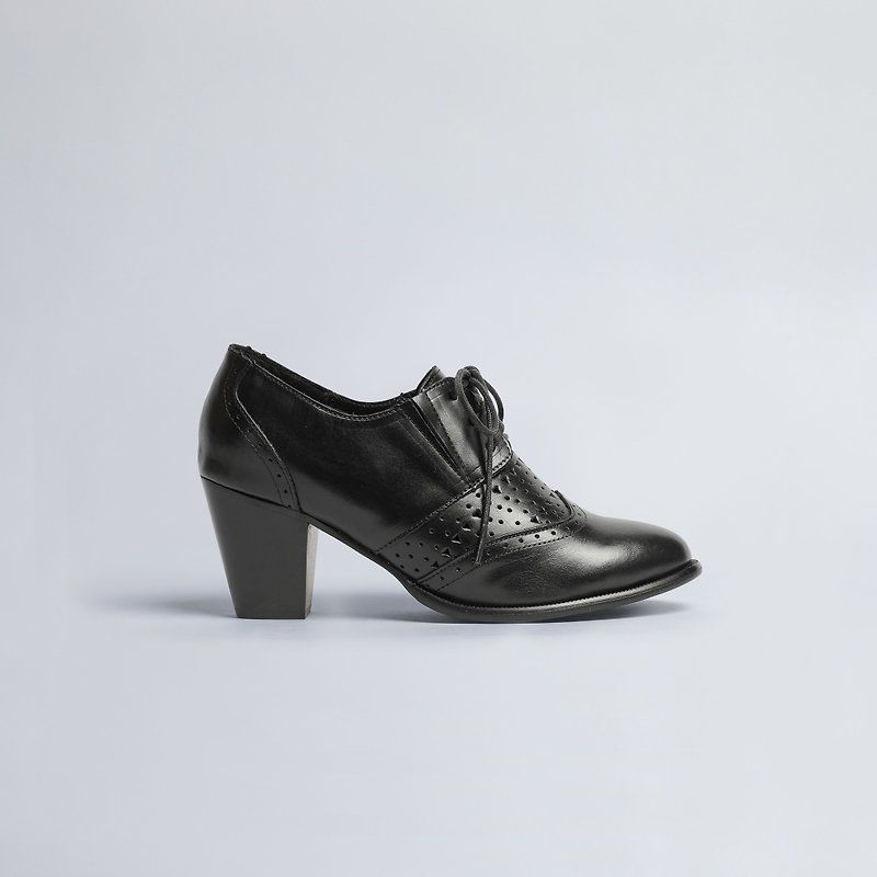 | High Heel Series | Carved Derby Shoes_Black