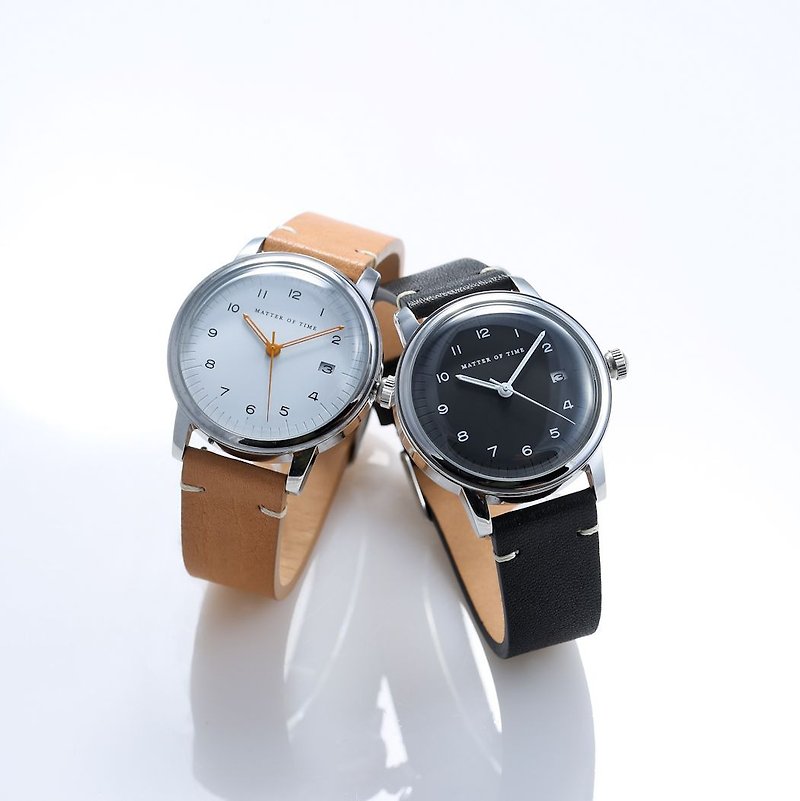 Pair watch set: Modern unisex mechanical watch w/ vegan tanned leather strap