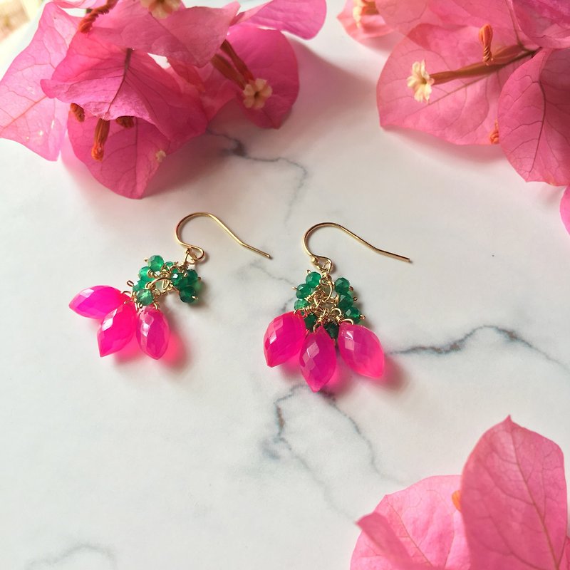 Handmade earrings peachy candy - Earrings & Clip-ons - Gemstone Red