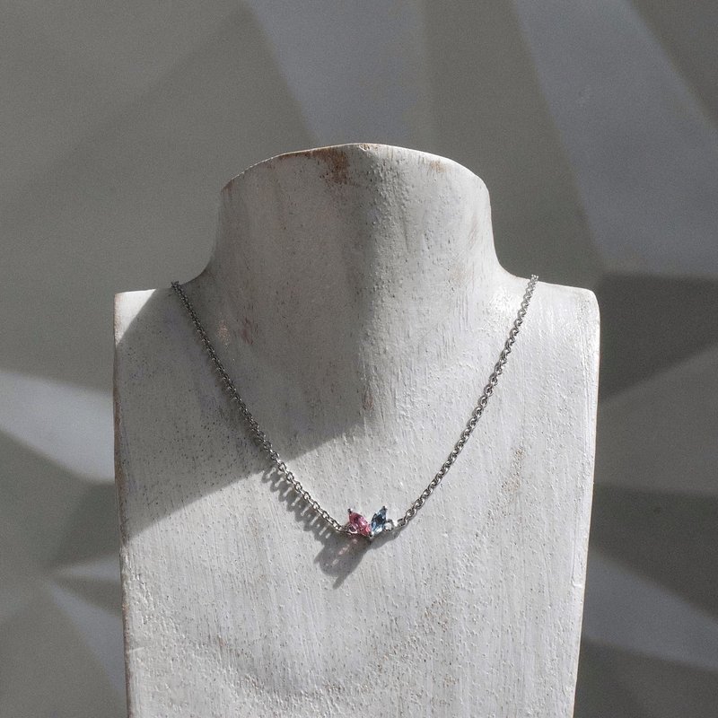 Tourmaline Blue topaz pendant necklace Tourmaline Blue topaz mini heart pendant P069 - 項鍊 - 純銀 