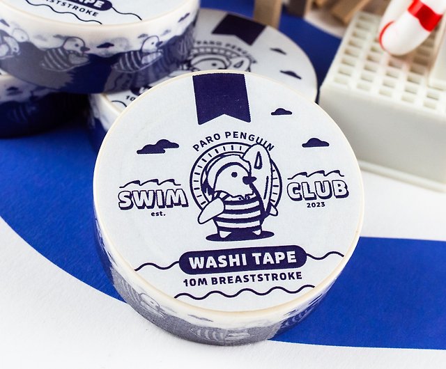 Swimming Penguin Washi Tape — Cute Washi Tape  Blue Journaling tape - Shop  John Moniker Washi Tape - Pinkoi