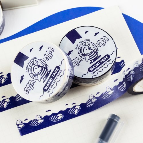 Swimming Penguin Washi Tape — Cute Washi Tape  Blue Journaling tape - Shop  John Moniker Washi Tape - Pinkoi