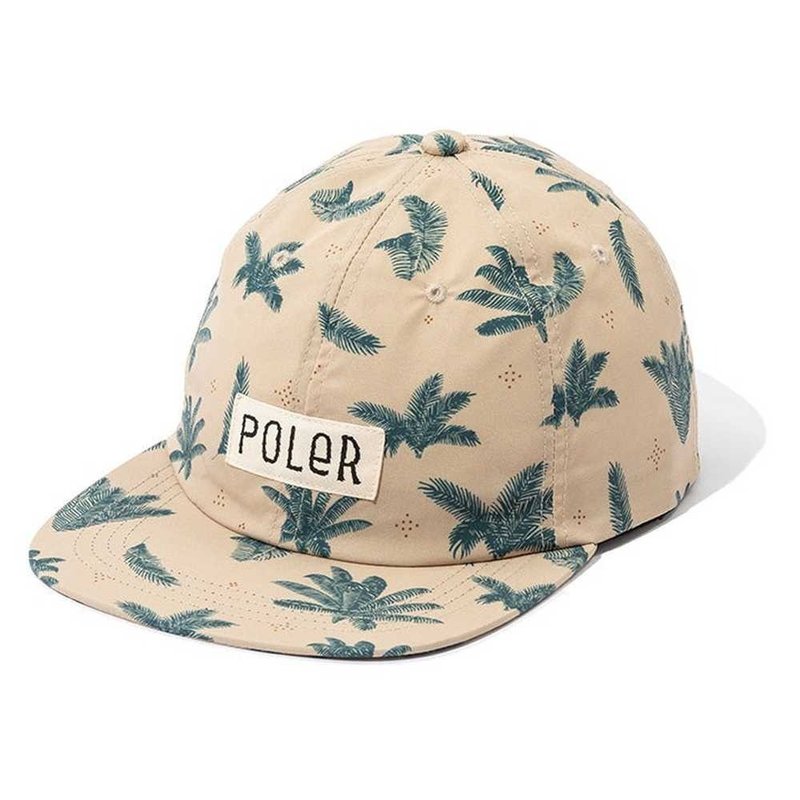 日本限定 POLER ALL OVER 6P CAP 原創印花帽 六片帽 自然淺米 - 帽子 - 其他材質 多色