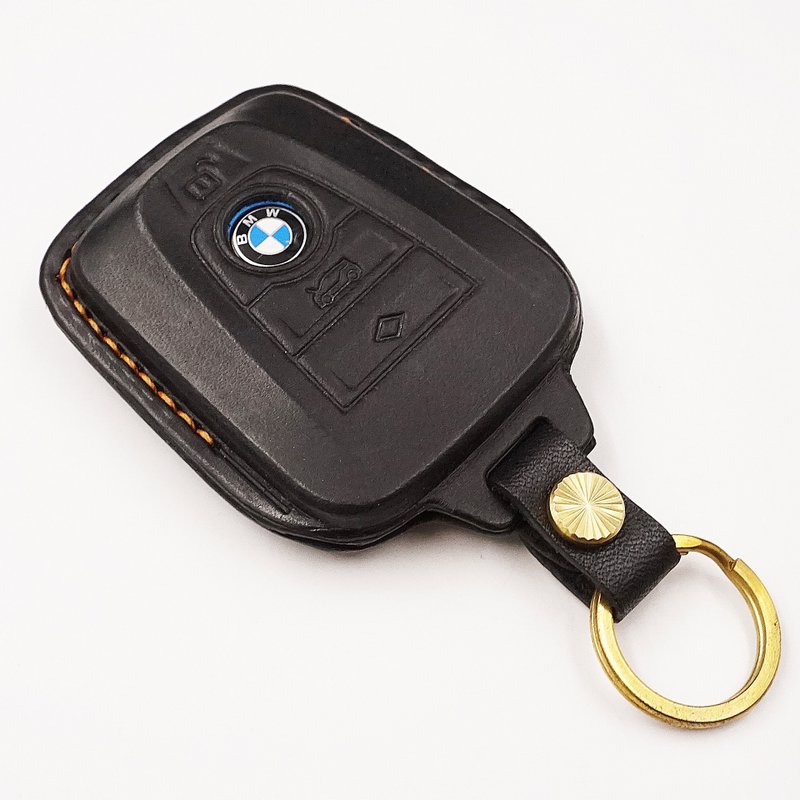 Leather Key fob Holder Case Chain Cover FIT FOR BMW i3 - Keychains - Genuine Leather Black