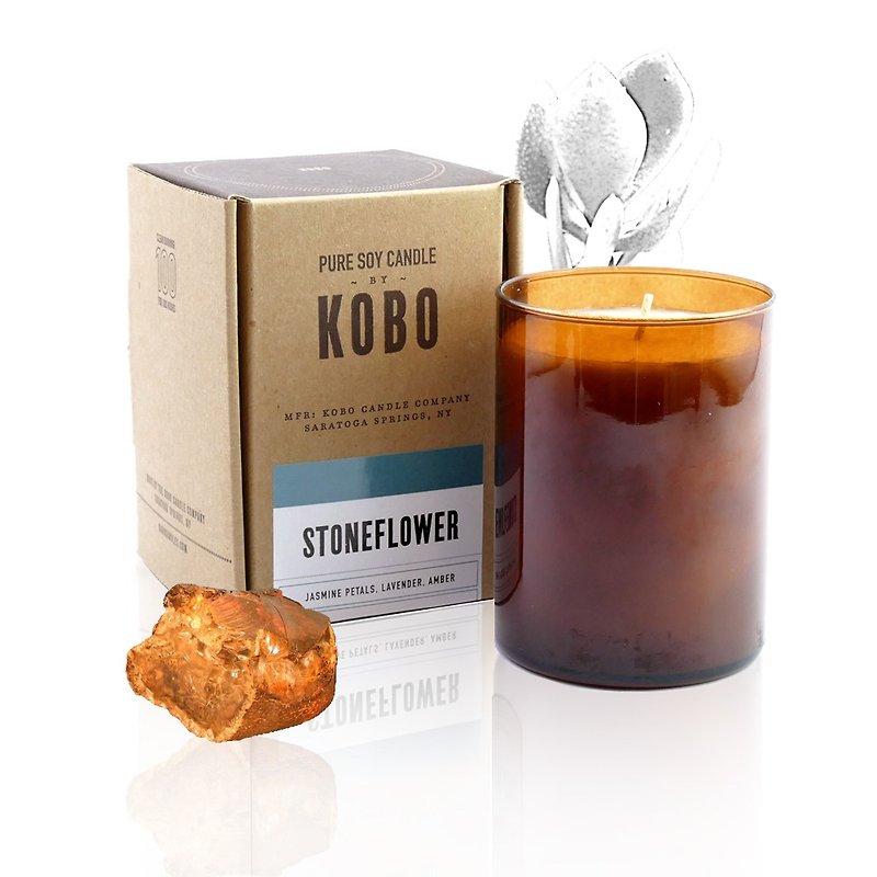 [KOBO] American Soybean Oil Candle-Sempang Stone Flower (435g / burnable 100hr) - เทียน/เชิงเทียน - ขี้ผึ้ง สีนำ้ตาล