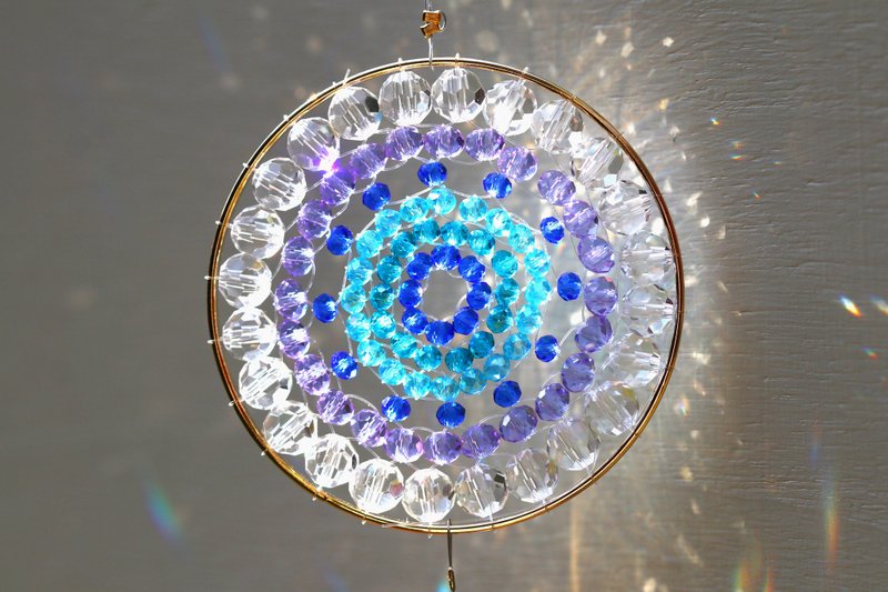 Shining Mandala Art Clear and Blue Mandala Suncatcher - อื่นๆ - แก้ว สีน้ำเงิน