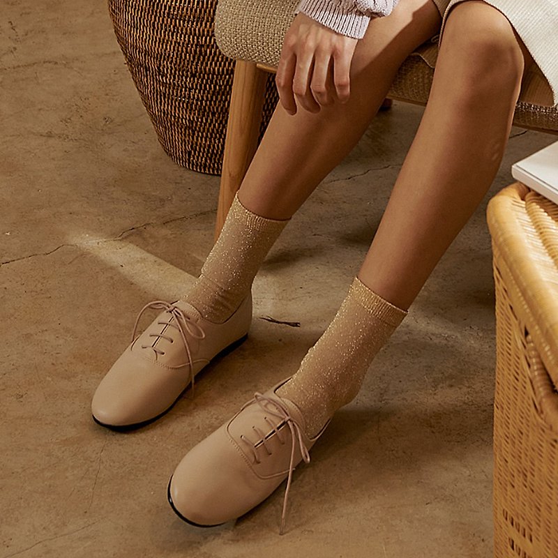 PRE-ORDER SPUR Tobi Lace-up_Loafer_RA7014 LIGHT BEIGE - Women's Leather Shoes - Other Materials 