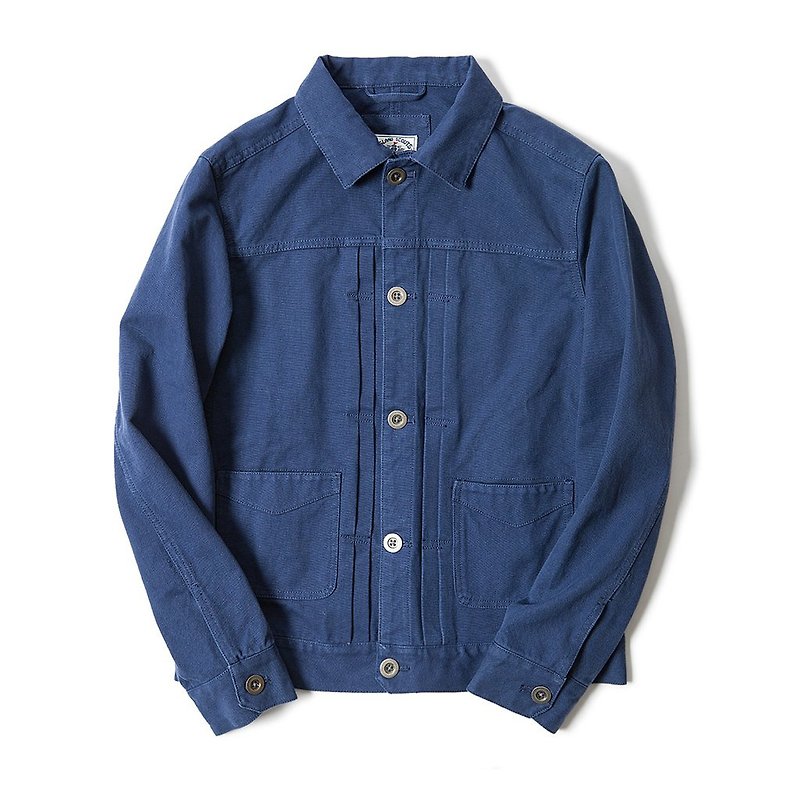 Old Textile Cotton Canvas 1960 Trucker Jacket In Blue - เสื้อโค้ทผู้ชาย - ผ้าฝ้าย/ผ้าลินิน สีน้ำเงิน