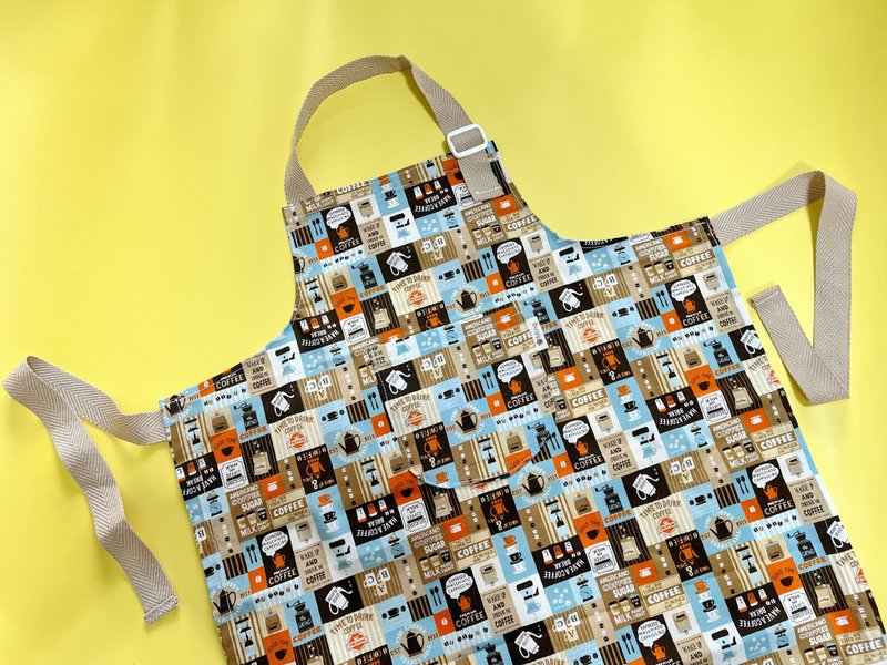限量藍咖啡屋兒童萬用圍裙 - 圍裙 - 棉．麻 咖啡色