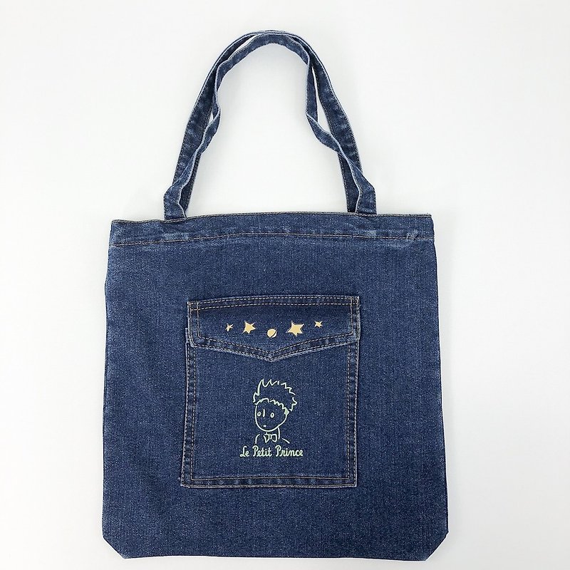 小王子經典版授權-牛仔購物包(深藍),CB11AA01 - 側背包/斜孭袋 - 棉．麻 黃色