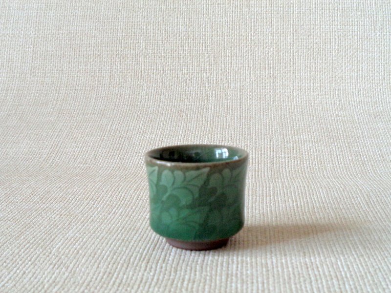 酒器 青磁象嵌 葉紋a - 酒杯/酒器 - 陶 綠色