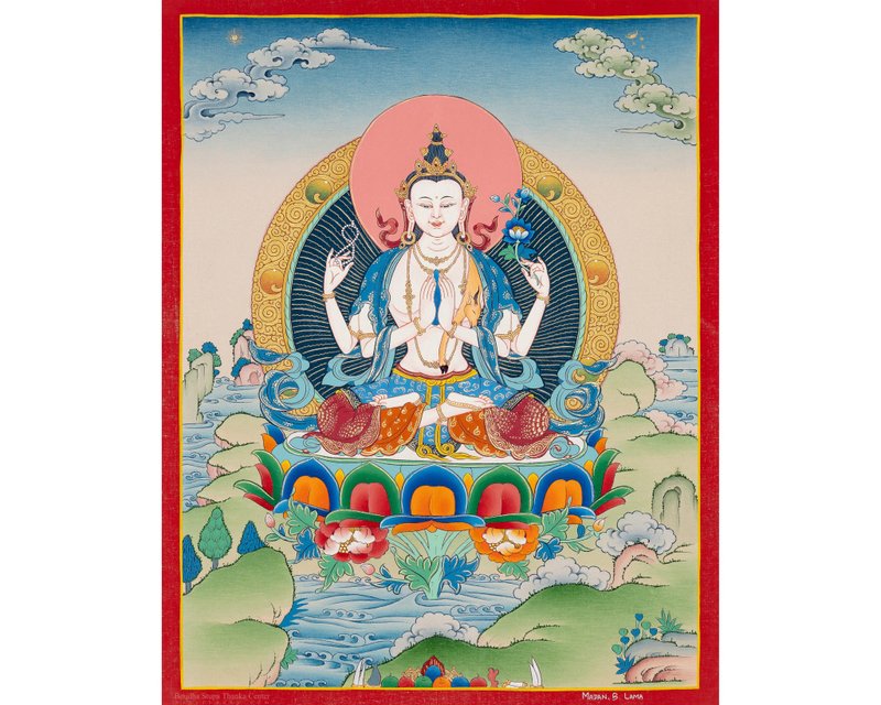 傳統觀音唐卡畫作 - 壁貼/牆壁裝飾 - 其他材質 多色