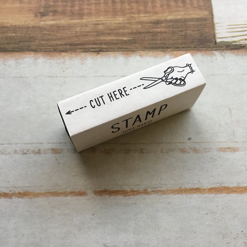 KNOOP WORKS Wooden Stamp (CUT HERE) - ตราปั๊ม/สแตมป์/หมึก - ไม้ สีกากี