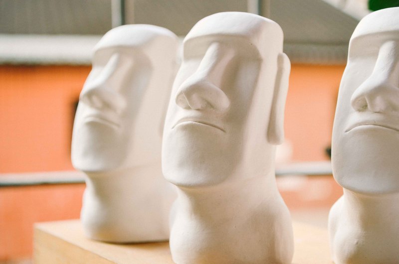 復活島摩艾Moai擴香石/三件組 聖誕節交換禮物 - 香氛/精油/擴香 - 其他材質 白色