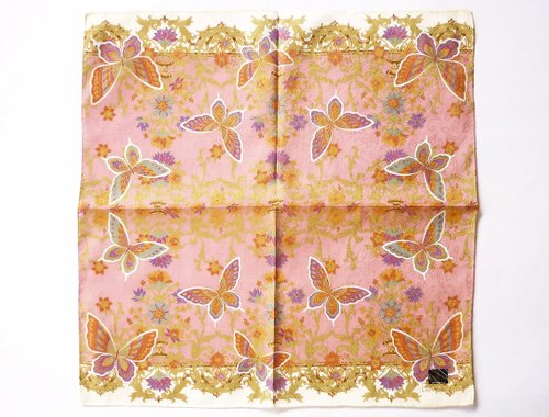 E.T. ハンカチ　ヴィンテージ Lancetti ヴィンテージ ハンカチ レディース 蝶 ギフト 21 x