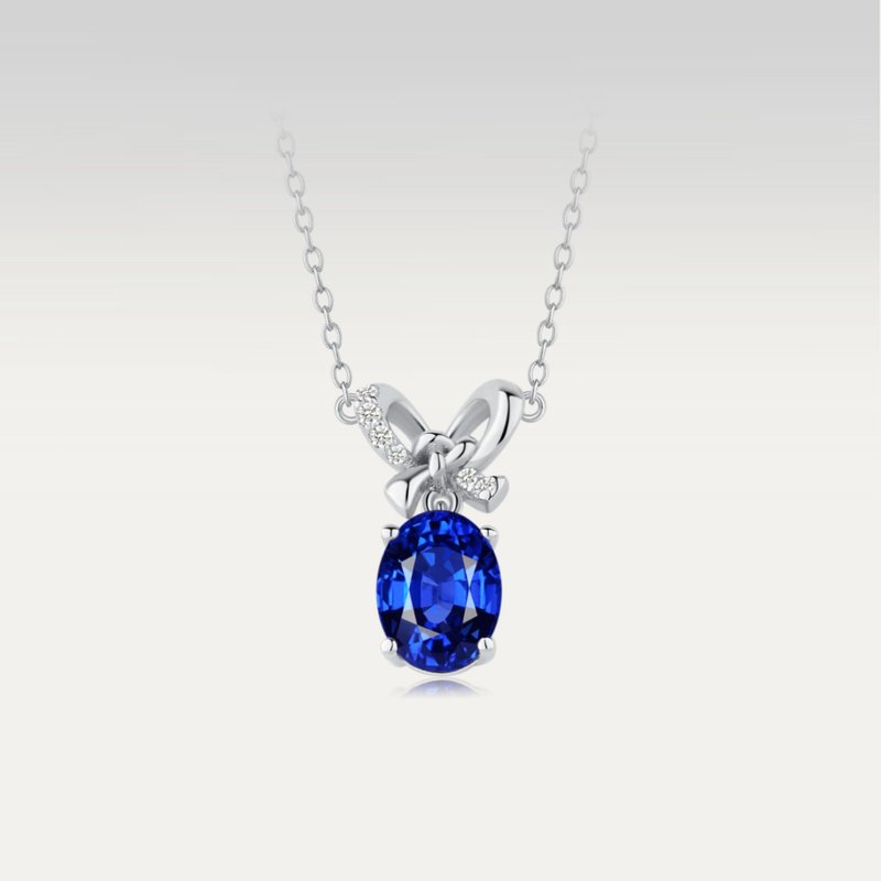 Good Luck Chinese Knot [Double Ring Knot] Blessing of good fortune and turning misfortune into good fortune 18k gold cultured sapphire necklace - สร้อยคอ - เครื่องประดับ สีน้ำเงิน