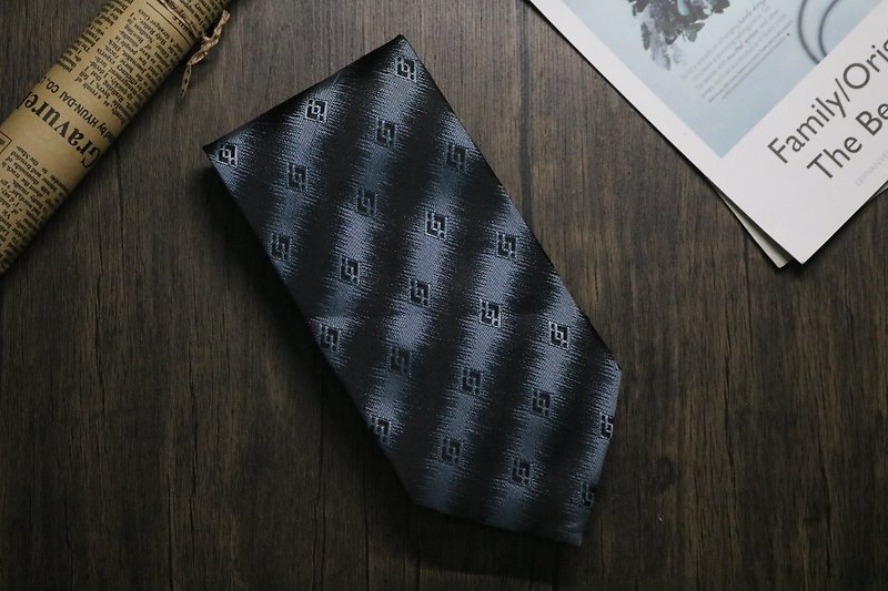 Silk Ties & Tie Clips Black - Black grey geometry tie gentleman business versatile necktie