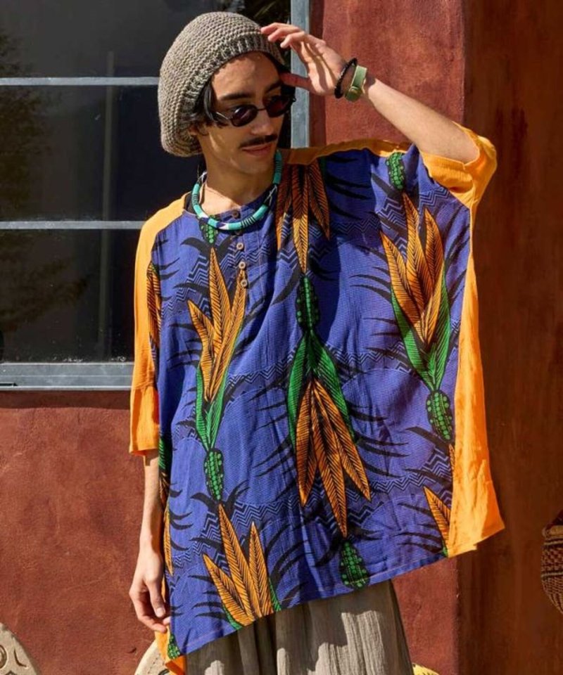 [Popular Pre-order] 1+1 African kitenge cool crepe top with vest (4 colors) IAC-4205 - Men's T-Shirts & Tops - Other Materials 