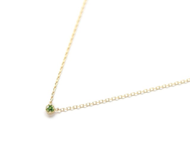 January Birthstone K10 Demantoid Garnet One Grain Necklace ~Petela