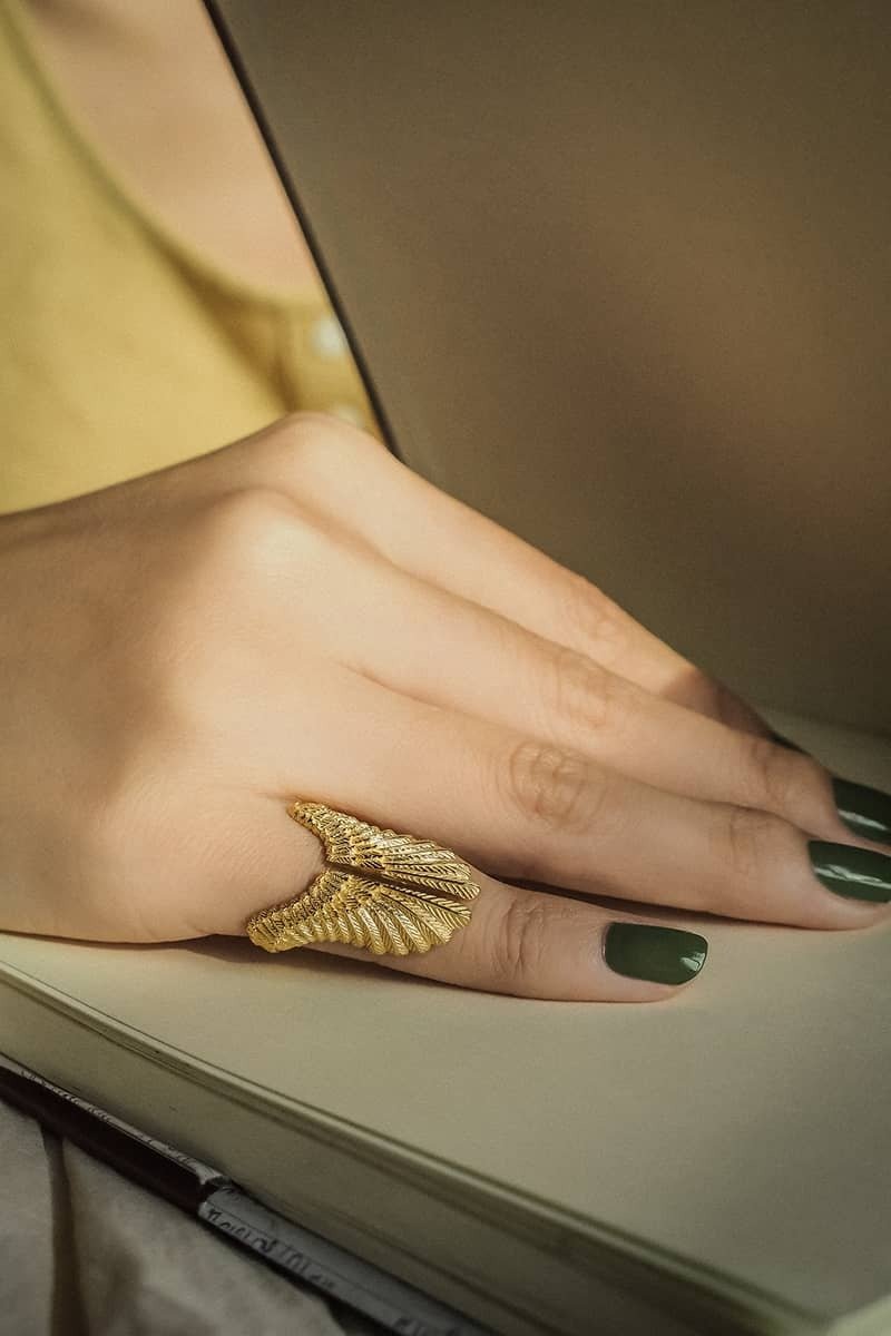 Owl Wings Ring, Sterling Silver, Silver Ring, Gold Ring, Wings Ring. - 戒指 - 純銀 金色