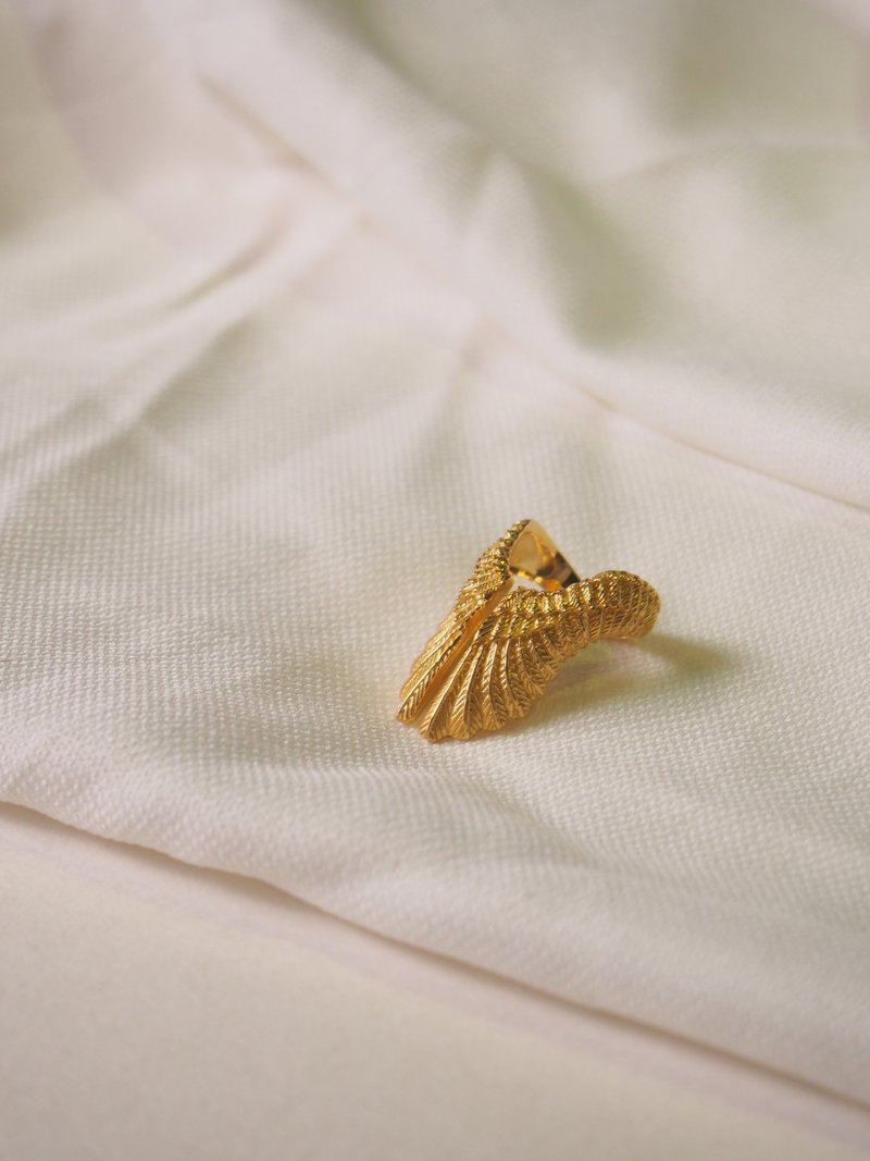 Owl Wings Ring, Sterling Silver, Silver Ring, Gold Ring, Wings Ring. - แหวนทั่วไป - เงินแท้ สีทอง