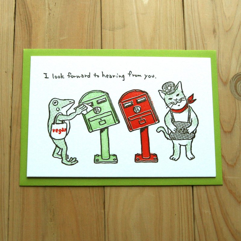 歪腰郵筒 凸版印刷卡片 - 卡片/明信片 - 紙 粉紅色