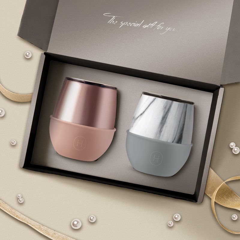 [Christmas Gift Box] Marble/Pink Gold Cup Set | 240ml - Vacuum Flasks - Stainless Steel Pink