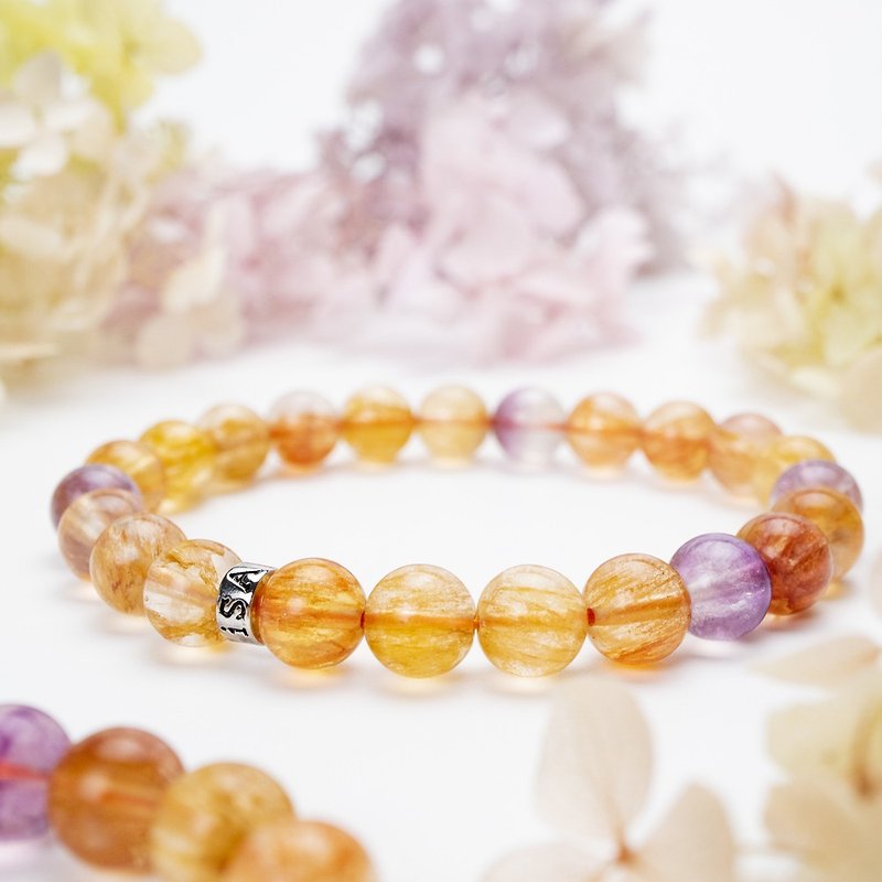 Crystal Bracelets Orange - Brushed Stone| Natural Energy Bracelet | 8-9mm