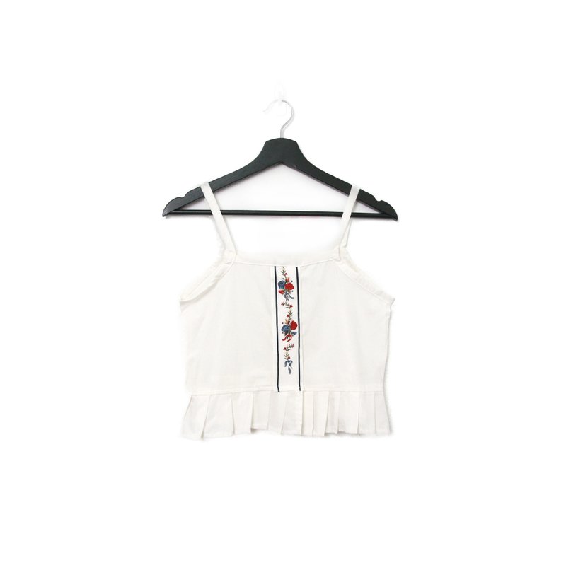 Back to Green-再製刺繡背心 紅藍玫瑰 花朵 sv-06 /vintage vest - 背心/無袖上衣 - 棉．麻 