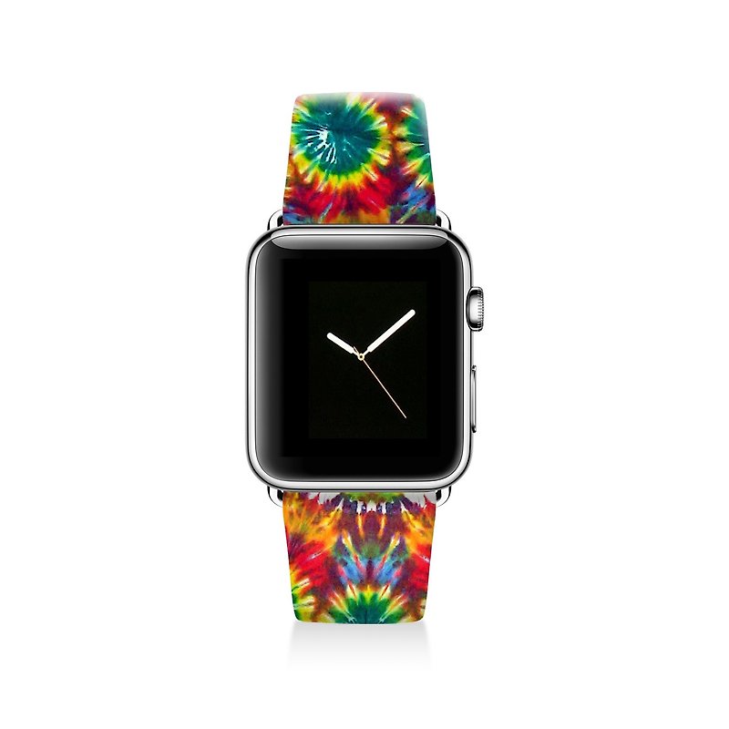 Tie dyed Apple watch band, Decouart Apple watch strap S039 (including adapter) - นาฬิกาผู้หญิง - หนังแท้ หลากหลายสี