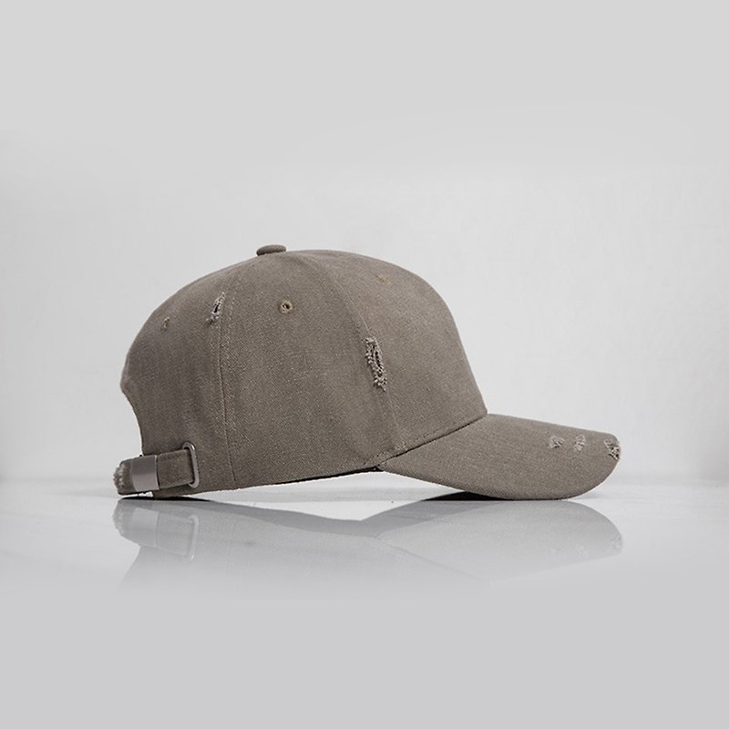 Broken style baseball cap khaki gray:: can be customized:: - Hats & Caps - Cotton & Hemp Khaki