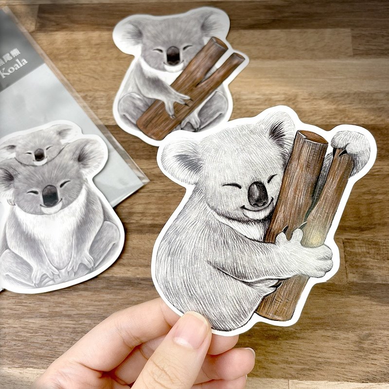 3 pieces of waterproof stickers_koala style - Stickers - Paper Gray