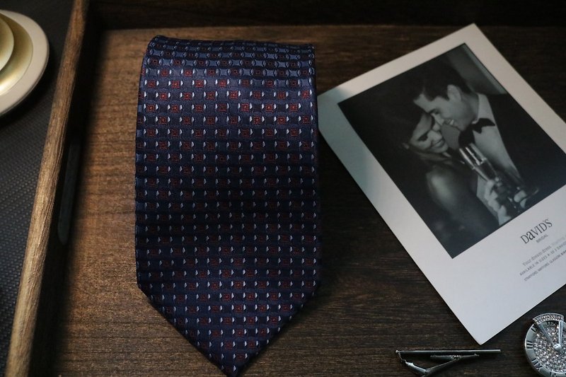 Blue Silver Diamond Pattern silk tie business gentlemen gift box - Ties & Tie Clips - Silk Blue