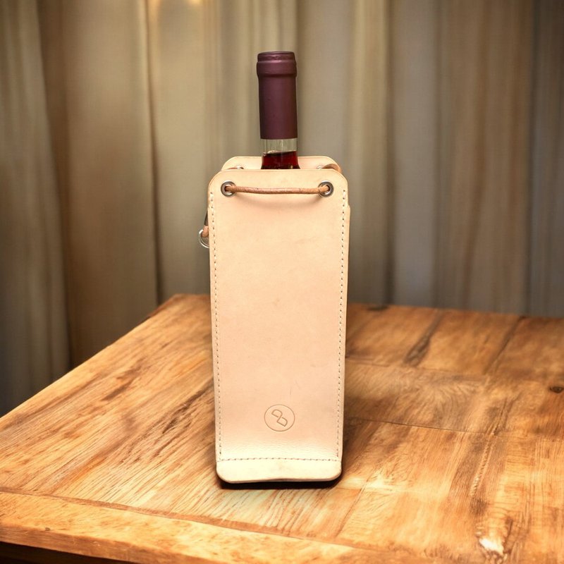 DUAL - 手工植鞣創意摺疊紅酒袋 - 原色 (派對,禮物,企業合作) - 酒杯/酒器 - 真皮 橘色