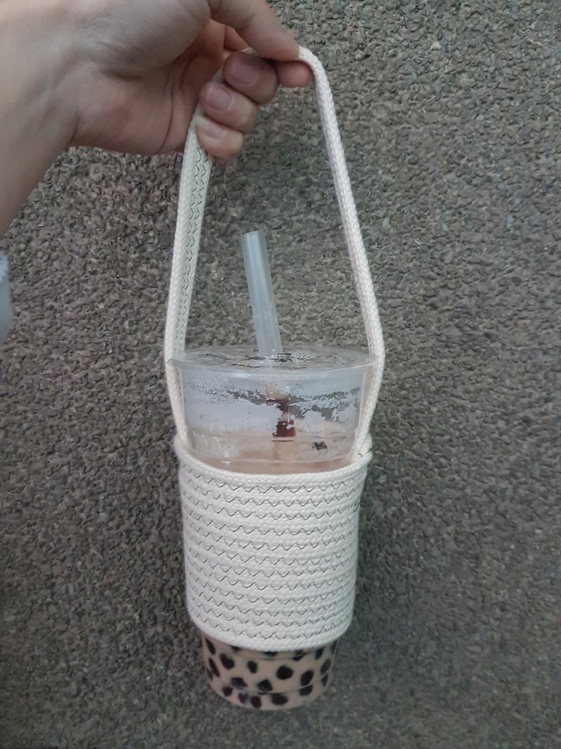 Rope bag for cups in Dia. 10 cm - ถุงใส่กระติกนำ้ - เส้นใยสังเคราะห์ ขาว