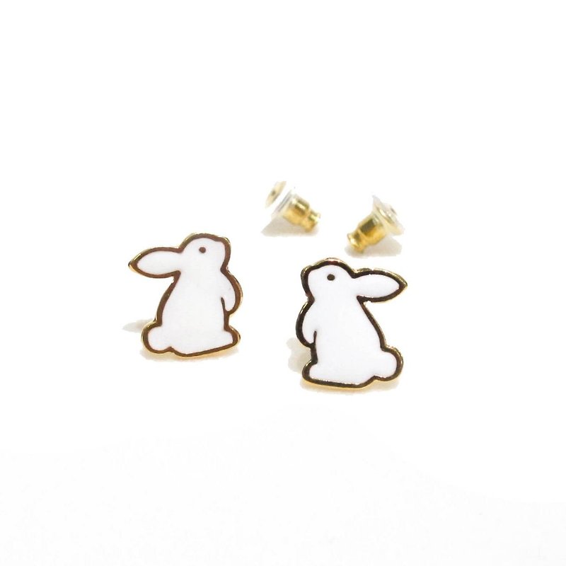 Teatime Rabbit Earring - Earrings & Clip-ons - Precious Metals White