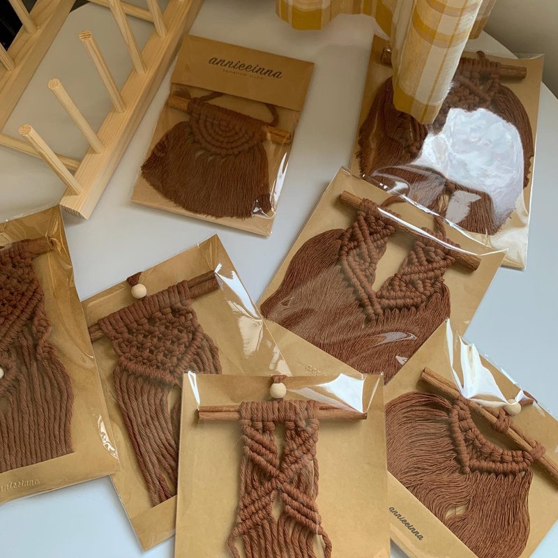 Macrame 肉桂捲 波希米亞 編織 小型掛飾_咖啡色系 - 擺飾/家飾品 - 棉．麻 咖啡色