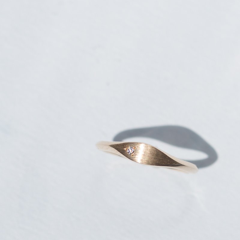 K14YG/PG×Diamond 0.007ct / La Feuille -Pinky Ring- - General Rings - Gemstone Gold