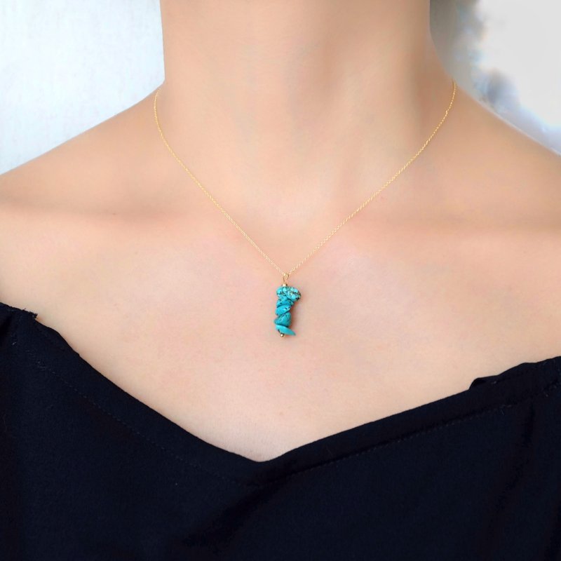 [Self Love Series] Customized turquoise 14k gold-filled crystal necklace to bring good fortune in the new year. - Necklaces - Crystal Green