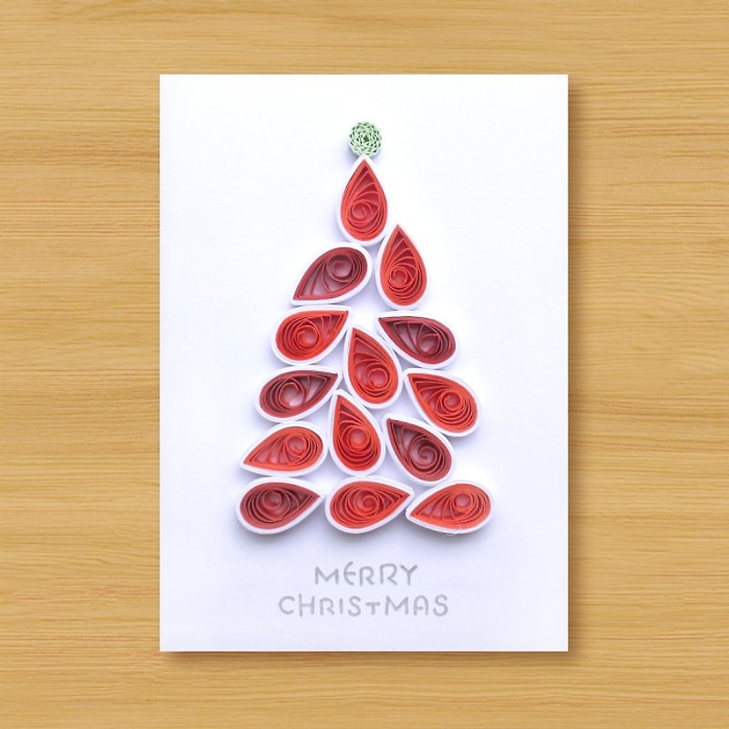 Handmade Roll Paper Card _ Christmas Tree L ... Christmas Card - การ์ด/โปสการ์ด - กระดาษ สีแดง