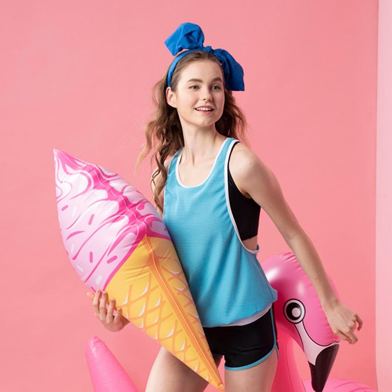 Fast shipping MIT girl Huayang sweet two-piece swimsuit - ชุดว่ายน้ำผู้หญิง - ไนลอน สีน้ำเงิน