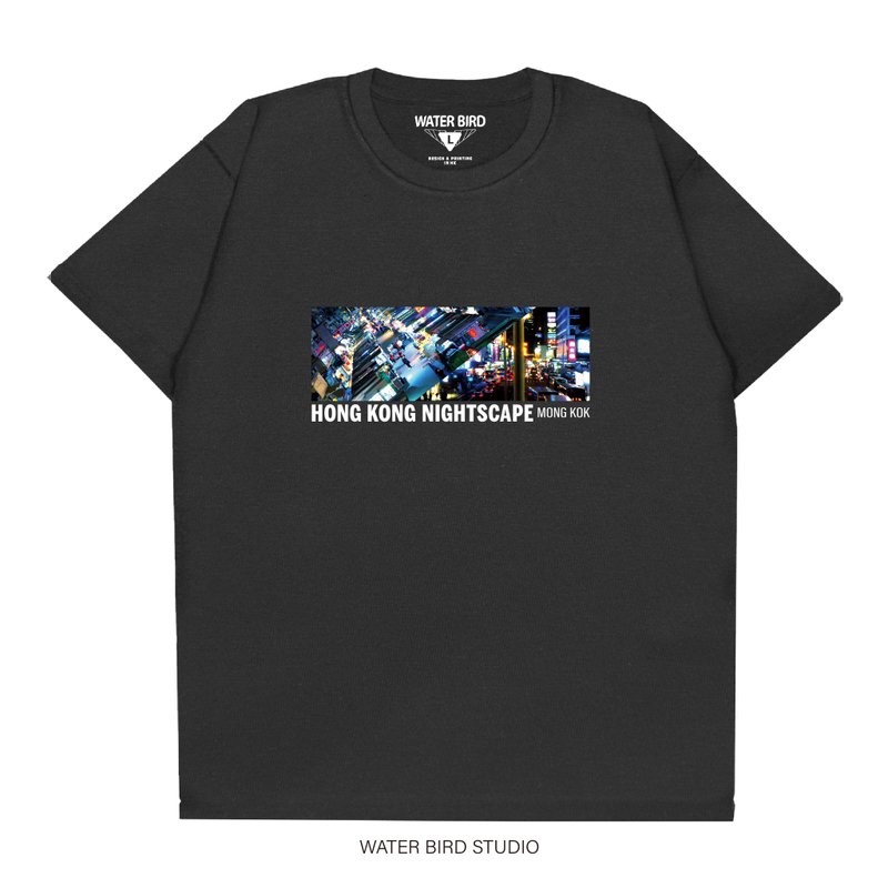 港夜街 - T-Shirt - 男 T 恤 - 棉．麻 黑色